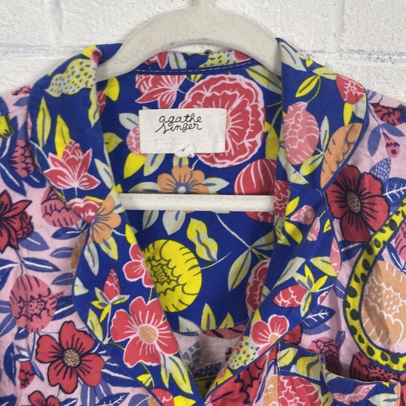 Agathe Singer Anthropologie Cheetah Pajama Top Womens Size S Sleep Dopamine - Picture 3 of 11